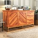 Sheesham Wood Sideboard Cabinet for Living Room | Solid Wood Storage Cabinet with Drawer &amp; Door | Wooden Buffet Cabinet/Console Cabinet/Crockery Cabinet for Home Furniture (Honey Finish)