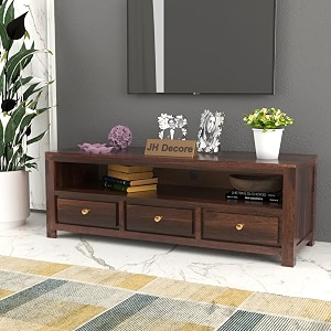 solid wood tv unit for living room  wooden tv stand with storage drawers  sheesham wood entertainment unit  tv console table media tv furniture wooden tv stand for home walnut finish