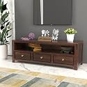 Solid Wood TV Unit for Living Room | Wooden TV Stand with Storage Drawers | Sheesham Wood Entertainment Unit | TV Console Table Media TV Furniture Wooden TV Stand for Home (Walnut Finish)