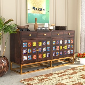 wooden sideboard cabinet for living room  solid sheesham wood cabinet amp sideboard for bedroom  kitchen crockery cabinet for home walnut finish