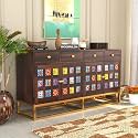 Wooden Sideboard Cabinet for Living Room | Solid Sheesham Wood Cabinet &amp; Sideboard for Bedroom | Kitchen Crockery Cabinet for Home (Walnut Finish)