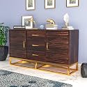 Sideboard Cabinet for Living Room in Solid Sheesham Wood | Storage Cabinet with Drawers &amp; Doors | Sheesham Wood Cupboard for Kitchen | Sideboard Console Cabinet (Walnut Finish)