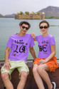 JH MART Printed Couple Round Neck Purple T-Shirt