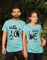 JH MART Printed Couple Round Neck Light Blue T-Shirt