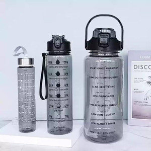 jhalakriti portable wide mouth bpa free motivational pack of 3 transparent water bottle 3300 ml water bottle