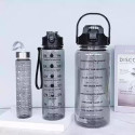 Jhalakriti Portable Wide Mouth BPA Free Motivational pack of 3 Transparent Water Bottle 3300 ml Water Bottle