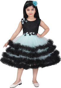 jhilikgarments girls midiknee length festivewedding dress black sleeveless