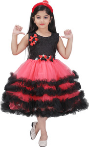 jhilikgarments girls midiknee length festivewedding dress black sleeveless