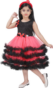 jhilikgarments girls midiknee length festivewedding dress black sleeveless