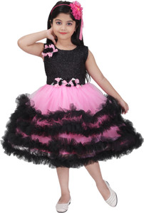 jhilikgarments girls midiknee length festivewedding dress pink sleeveless