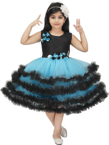 jhilikgarments girls midiknee length festivewedding dress black sleeveless