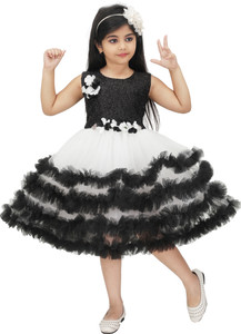 jhilikgarments girls midiknee length festivewedding dress black sleeveless