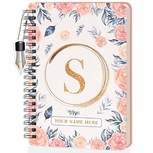 jhingalala diaries - a5 hardbound initial letter s wiro notebook diary with customise name i personalise spiral notebook with planner and calendar 2024 i 160 undated ruled pages initial s