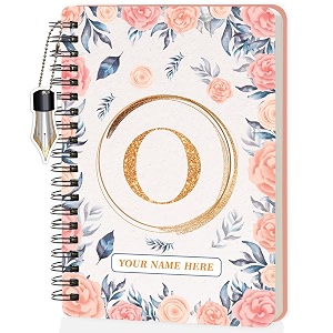 jhingalala diaries - a5 hardbound initial letter o wiro notebook diary with customise name i personalise spiral notebook with planner and calendar 2024 i 160 undated ruled pages initial o