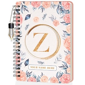 jhingalala diaries - a5 hardbound initial letter z wiro notebook diary with customise name i personalise spiral notebook with planner and calendar 2024 i 160 undated ruled pages initial z