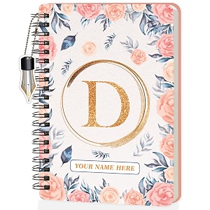 jhingalala diaries - a5 hardbound initial letter d wiro notebook diary with customise name i personalise spiral notebook with planner and calendar 2024 i 160 undated ruled pages initial d