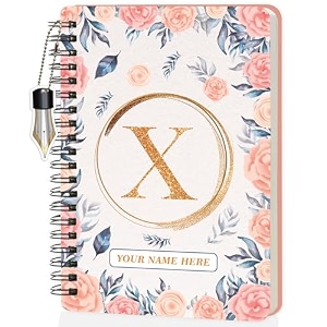 jhingalala diaries - a5 hardbound initial letter x wiro notebook diary with customise name i personalise spiral notebook with planner and calendar 2024 i 160 undated ruled pages initial x