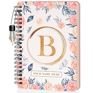 jhingalala diaries - a5 hardbound initial letter b wiro notebook diary with customise name i personalise spiral notebook with planner and calendar 2024 i 160 undated ruled pages initial b
