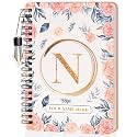 Jhingalala Diaries - A5 Hardbound Initial Letter N Wiro Notebook Diary with Customise Name I Personalise Spiral Notebook With Planner and Calendar 2024 I 160 Undated Ruled Pages (Initial N)
