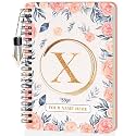 Jhingalala Diaries - A5 Hardbound Initial Letter X Wiro Notebook Diary with Customise Name I Personalise Spiral Notebook With Planner and Calendar 2024 I 160 Undated Ruled Pages (Initial X)