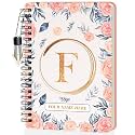 Jhingalala Diaries - A5 Hardbound Initial Letter F Wiro Notebook Diary with Customise Name I Personalise Spiral Notebook With Planner and Calendar 2024 I 160 Undated Ruled Pages (Initial F)