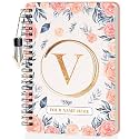 Jhingalala Diaries - A5 Hardbound Initial Letter V Wiro Notebook Diary with Customise Name I Personalise Spiral Notebook With Planner and Calendar 2024 I 160 Undated Ruled Pages (Initial V)