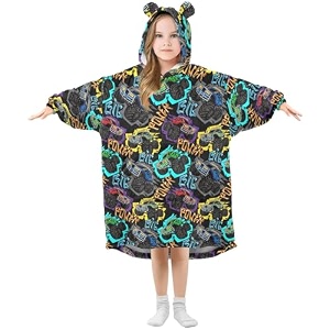 wearable blankets for kids soft warm cozy oversized blanket hoodie gifts 3-14 y boys girls teens with pocket