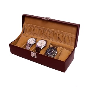 croco finish faux pu watch box for 5 watches burgundy croco