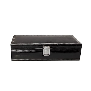 croco look faux pu dual stitching men and women watch boxwatch casewatch organizer for 5 watches black croco