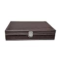 Croco Look Faux Pu Dual Stitching Men and Women Watch Box/Watch Case/Watch Organizer for 12 Watches (Brown Deco)