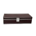 Croco Look Faux Pu Dual Stitching Men and Women Watch Box/Watch Case/Watch Organizer for 5 Watches (Brown Croco)
