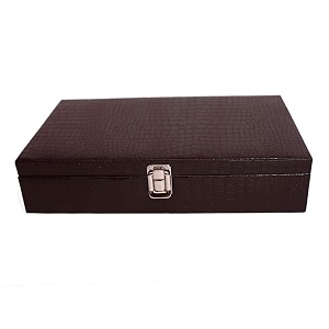 crocodile finish faux pu watch box for 12 watches brown croco