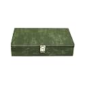 Men and Women Distress Finish Canvas Watch Box/Watch Case/Watch Organizer for 12 Watches (Moss Green)