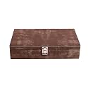 Men and Women Distress Finish Canvas Watch Box/Watch Case/Watch Organizer for 12 Watches (Wallnut Brown)