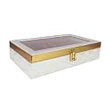Men and Women Premium Transparent Glass Top Watch Box/Watch Organizer/Watch case for 12 Watches (White, Golden)
