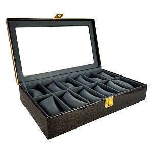 men and women premium watch boxwatch organizerwatch case for 12 watches black grey