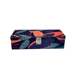 vibrant print men and women watch case watch box  watch organizer for 5 watches orange leaf