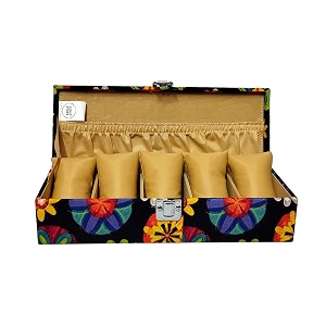 vibrant print men and women watch case watch box  watch organizer for 5 watches multi flower 2