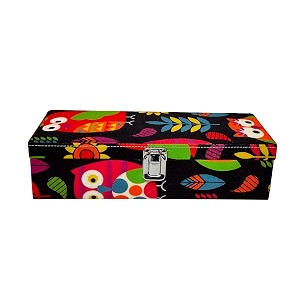 vibrant print men and women watch case watch box  watch organizer for 5 watches owl