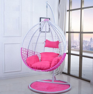 jhula king premium hammock swing with stand white  pink with cushions steel large swing