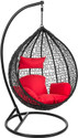 Jhula King Premium Hammock Swing with Stand Black with Red Cushions Steel Large Swing
