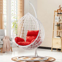 Jhula King Premium Hammock Swing with Stand Jhula White with Red Cushions Steel Large Swing