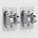 JIALTO 2 Pcs Self Adhesive Shower Head Holder - Adjustable Angle, Strong Adhesive, Waterproof Wall Mount Bracket for Ultimate Shower Convenience