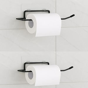 jialto 2 pcs stainless steel toilet paper roll holder  self adhesive napkin holdertoilet tissue hangertowel holder for bathroom amp wash basin  space-saving black