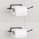 JIALTO 2 Pcs Stainless Steel Toilet Paper Roll Holder | Self Adhesive Napkin Holder/Toilet Tissue Hanger/Towel Holder for Bathroom &amp; Wash Basin | Space-Saving Black