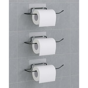 jialto 3 pcs self adhesive gi steel toilet paper holder self adhesivetoilet paper roll holdertissue paper roll holder for bathroomnepkin holdertowel holder black