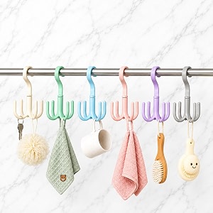 jialto 6 pcs multi-function 360 degree rotatable 4 claw hook closet hanging organizer hangers with 4 claws multicolor