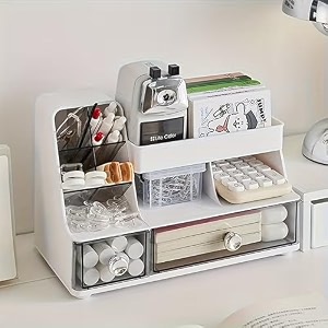 jialto bathroom cosmetic organizer multi compartment makeup storage box for vanity skincare lipstick holder with transparent drawers countertop dressing table organizer whites