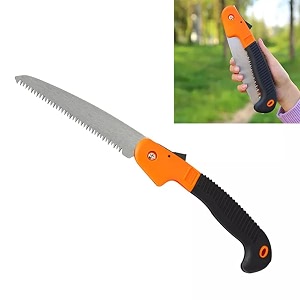 jialto folding pruning saw 18 cm steel serrated blade 39 cm hand tool for gardening tree branch cutting camping and patio repair orange