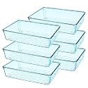 JIALTO 6-Piece Acrylic Drawer Organizer Tray Set – Clear Plastic Storage Bins for Makeup, Jewelry, Kitchen, Office, Bathroom &amp; Dressing Table Drawer Organizer (Sea Blue)